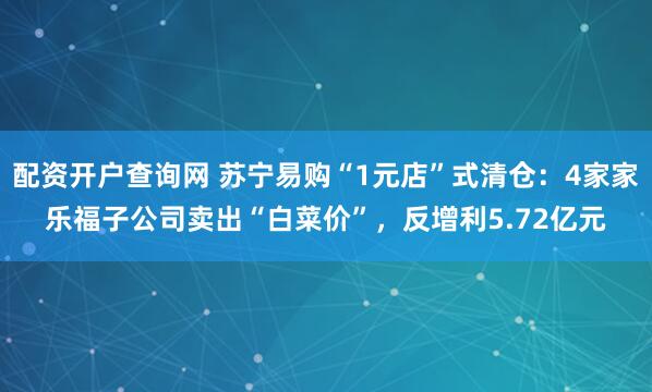 配资开户查询网 苏宁易购“1元店”式清仓：4家家乐福子公司卖出“白菜价”，反增利5.72亿元
